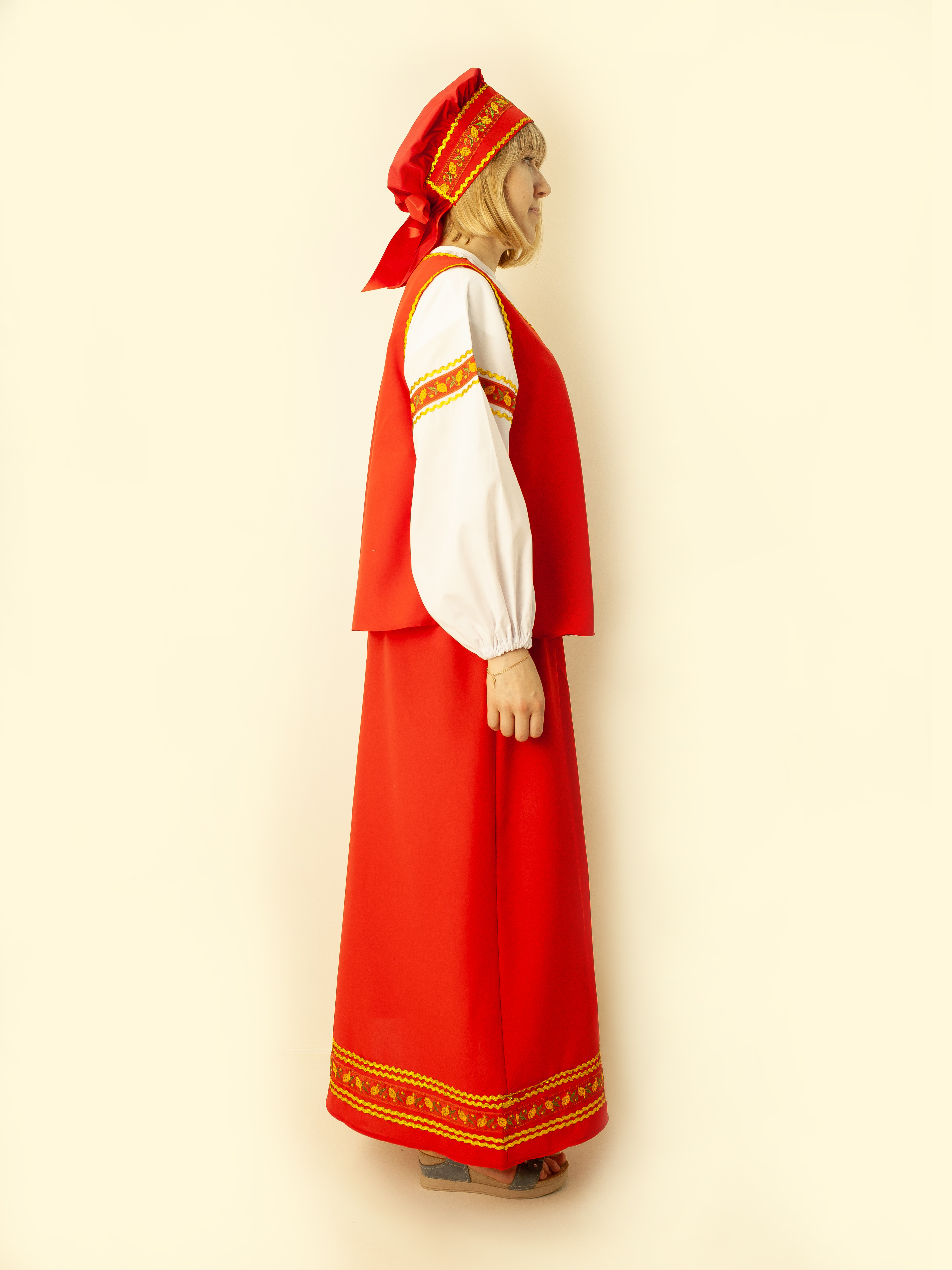 Русский народный костюм на Масленицу женский №1 (сарафан, головной убор), желтый | «Аспект-Сити»